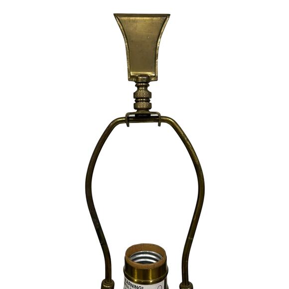 Vintage Wildwood Table Lamp Antique Brass Green Marble Fluted Art Deco Revival - Picture 6 of 15